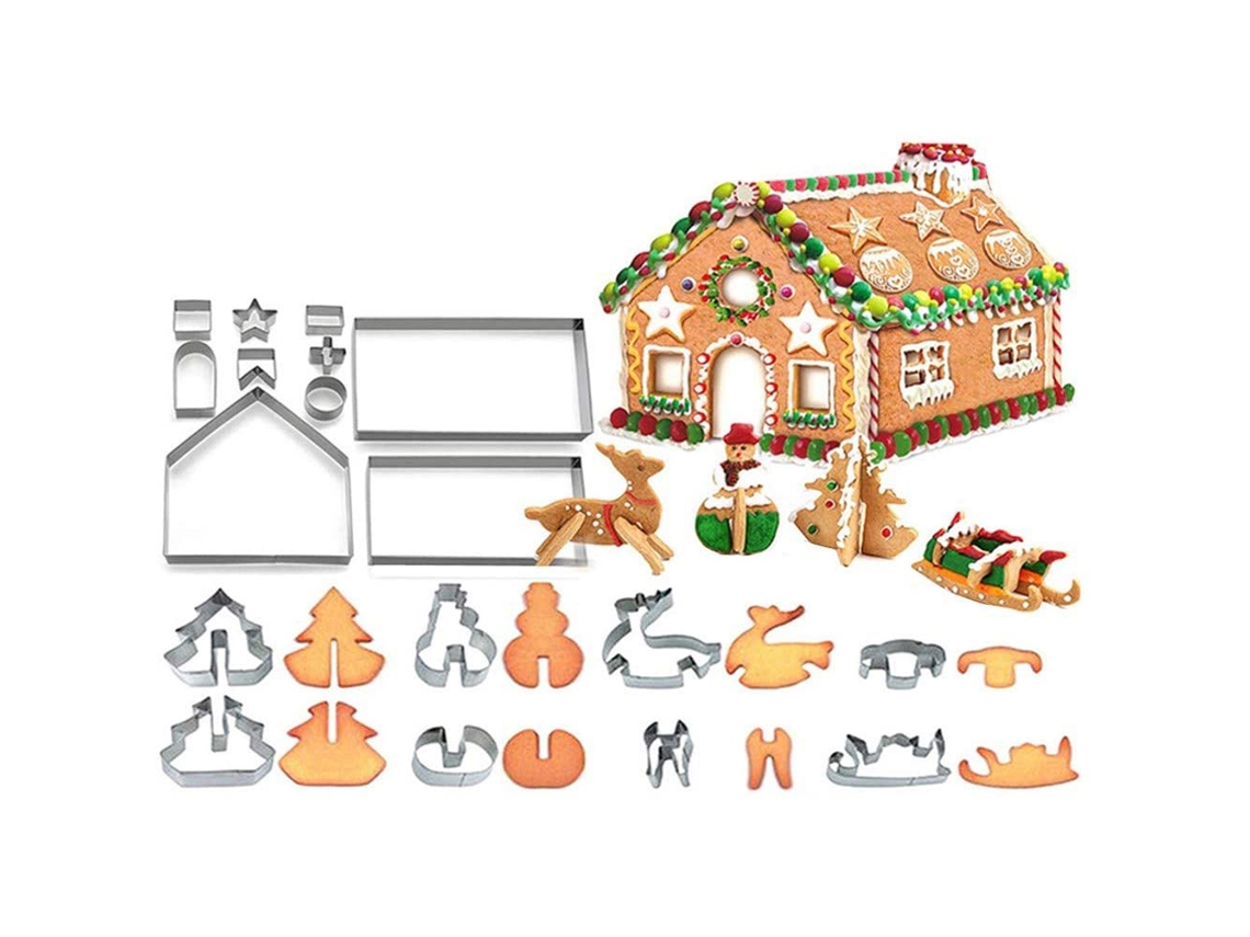 KOFIHETY 18 Piezas Cortadores de Navidad Acero Inoxidable para Pasta y Fondant 3D Moldes para Pasteles y Galletas DIY