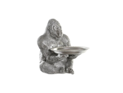 Estatueta de Gorila Prateado em Resina, 38x55x52cm ALEXANDRA HOUSE LIVING