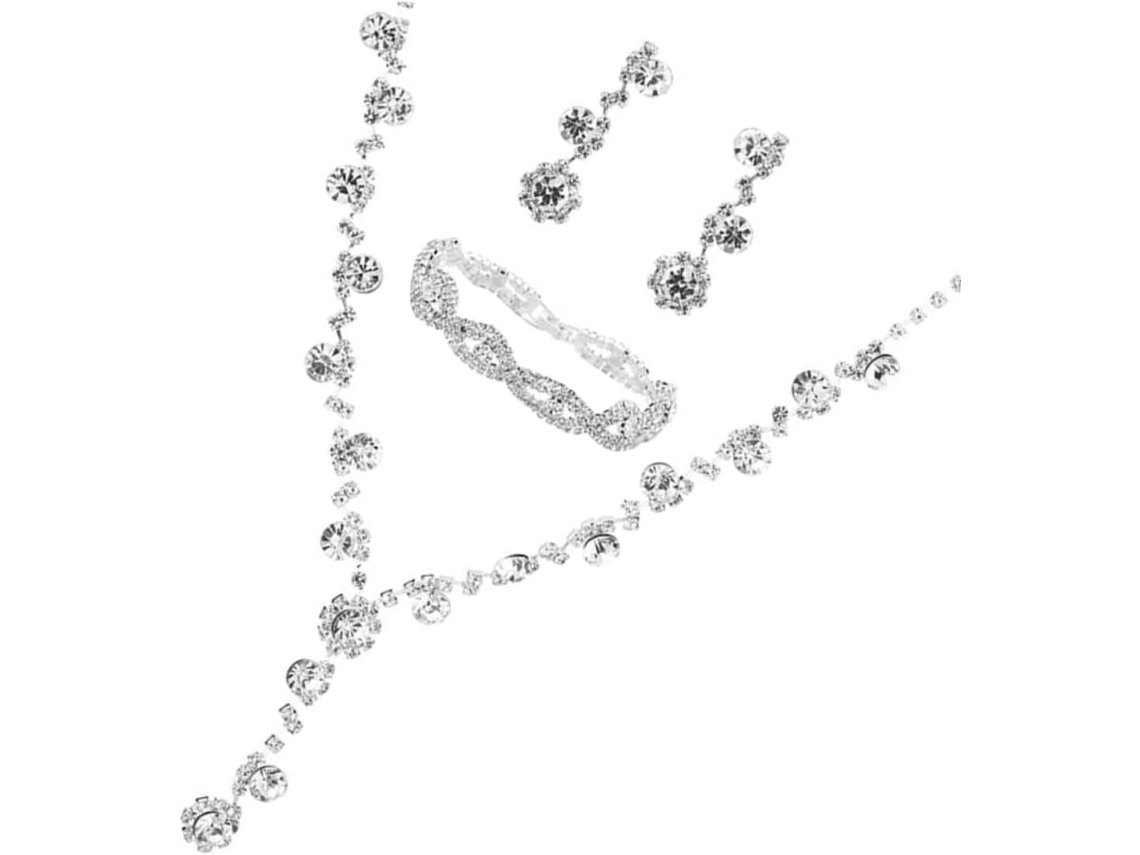 Té, Para Fiestas, Para Cumpleaños, Pendientes De Diamantes De Imitación Para Mujer, Collar Y Pulsera De Moda Para Bodas Y Cumpleaños.