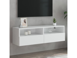 Mueble De Pared Para Tv Madera Ingeniería Blanco 100x30x30 Cm