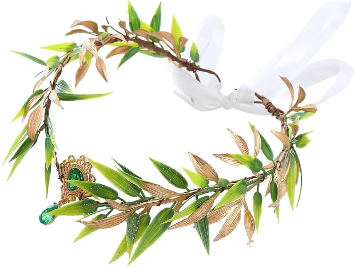 Guirlanda De Folhas Vintage, Tiara De Fada Em Plástico Verde