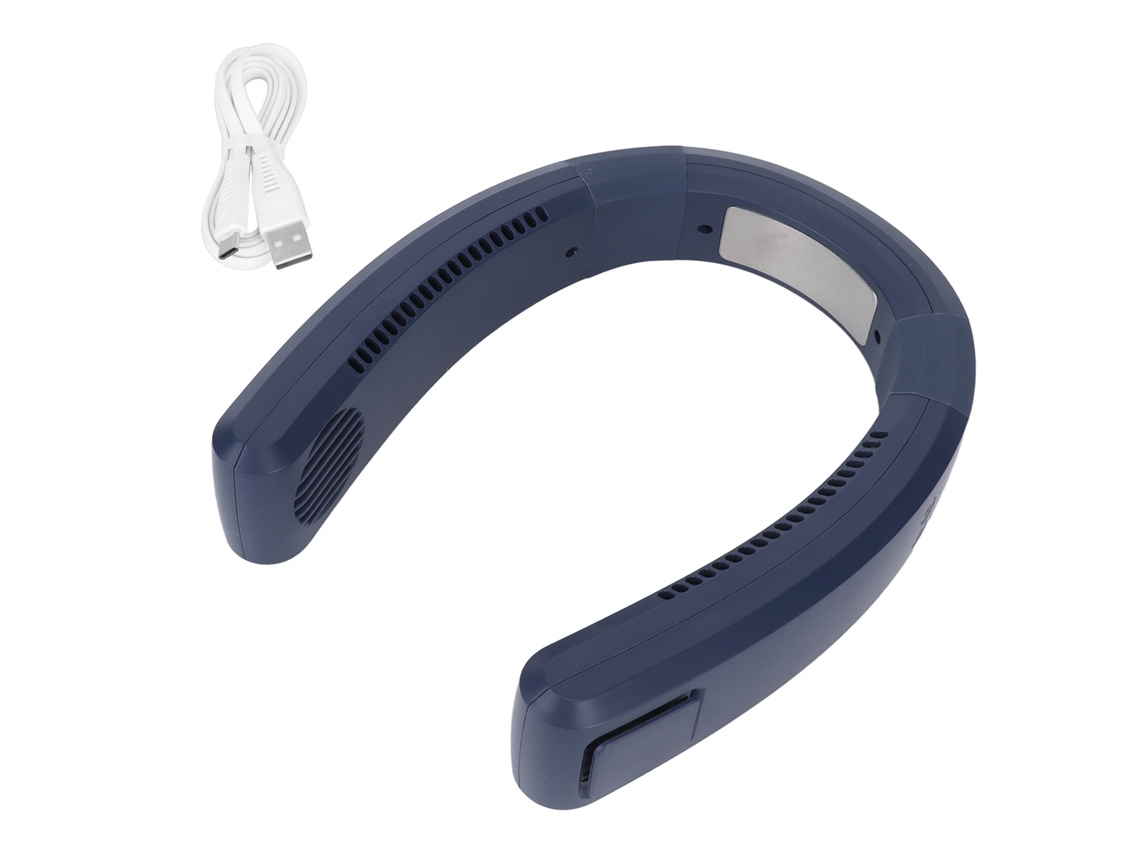 Ventilador de cuello USB portátil con 80 orificios, 4000-5500 RPM, azul