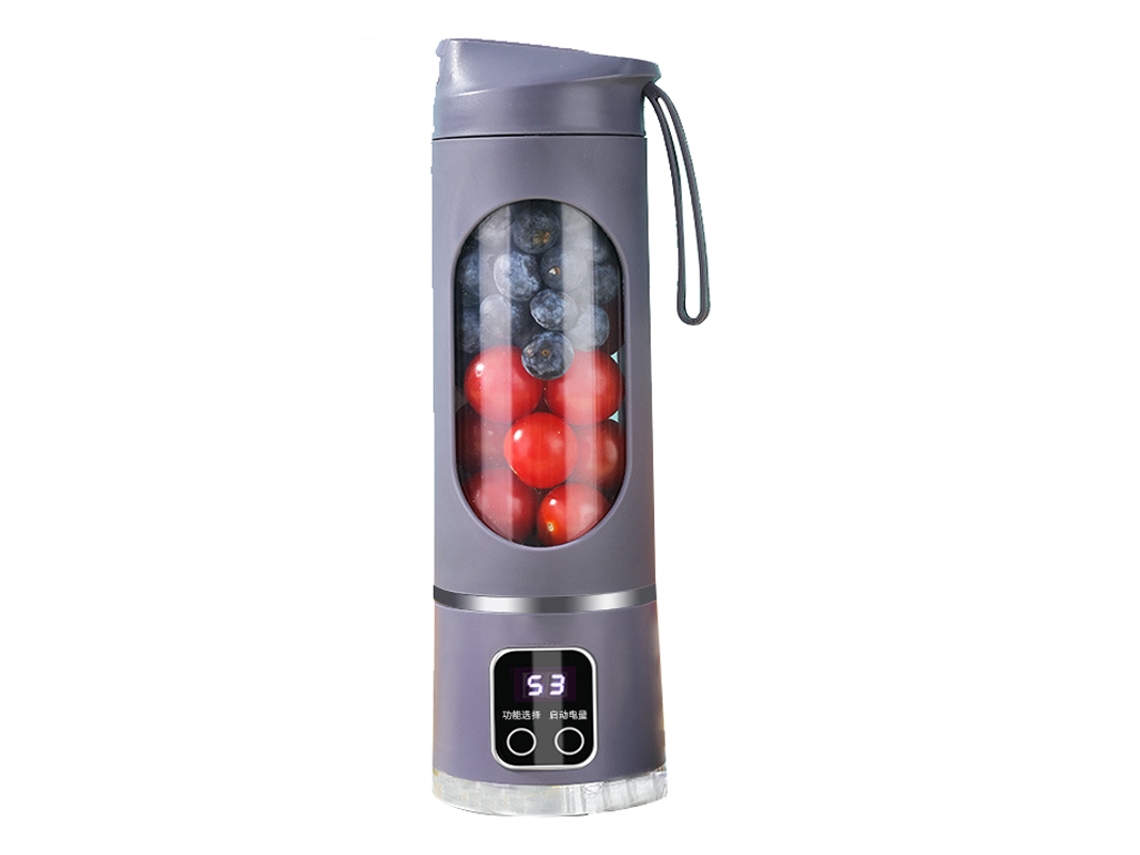 Batidora portátil (morada), procesador de frutas, acero inoxidable, 450 ml