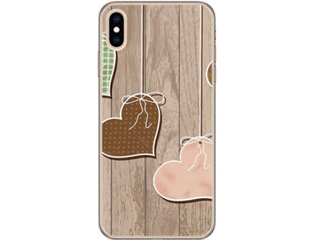 Carcasa iPhone XS Max TUMUNDOSMARTPHONE Corazones Madera Multicolor