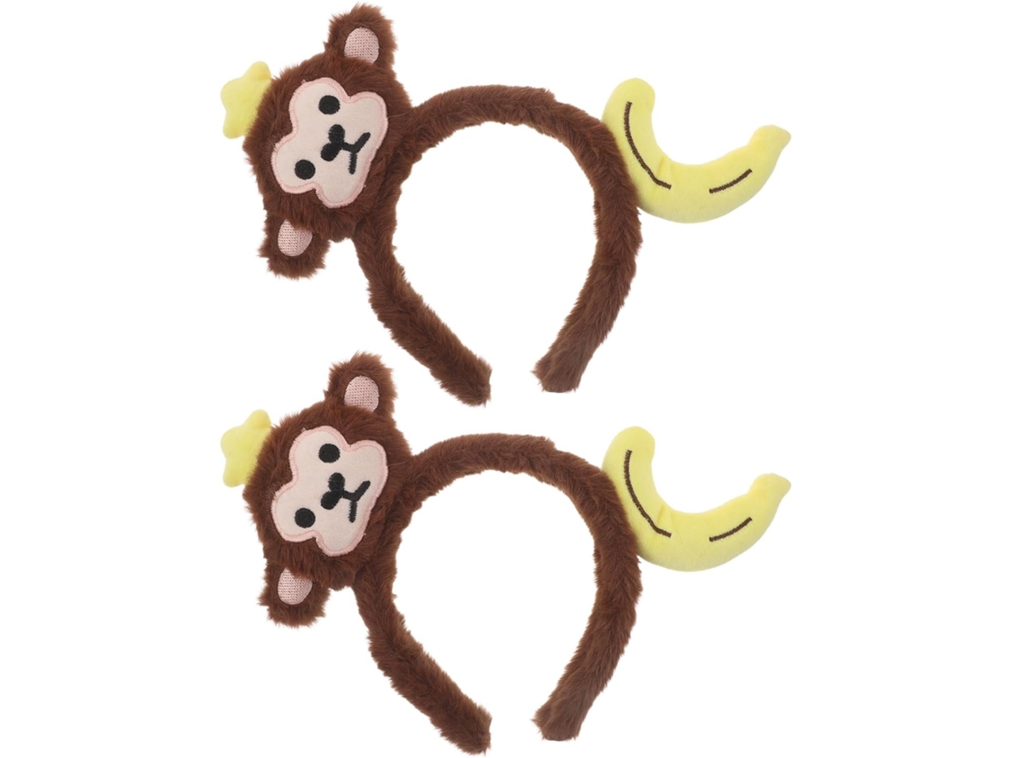 2 Diademas De Peluche Con Orejas De Plátano Marrones, Para Mayor Comodidad.