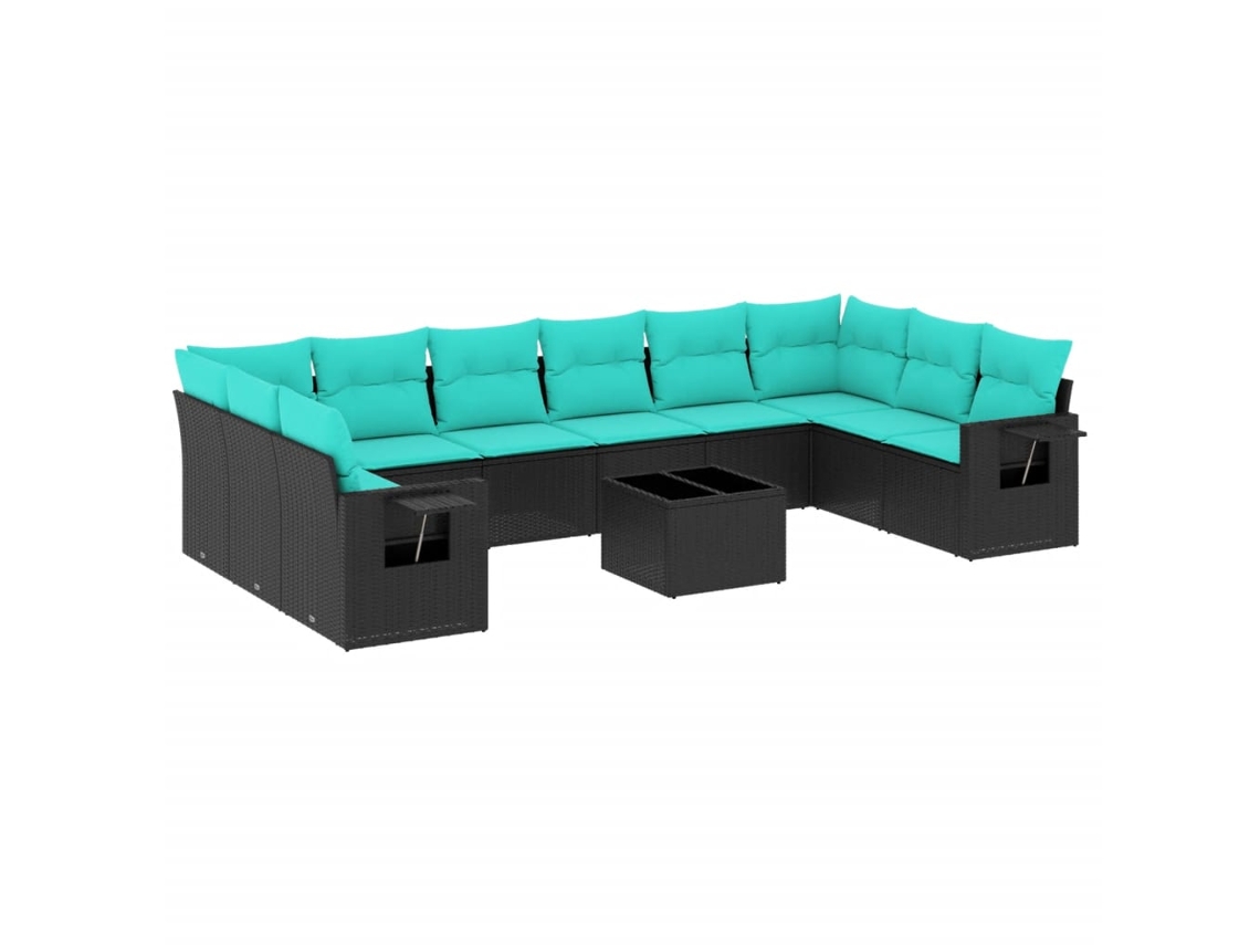 Maison Exclusive - Conjunto De Sofá De Jardín De 11 Piezas Con Cojines, De Poliratán Negro