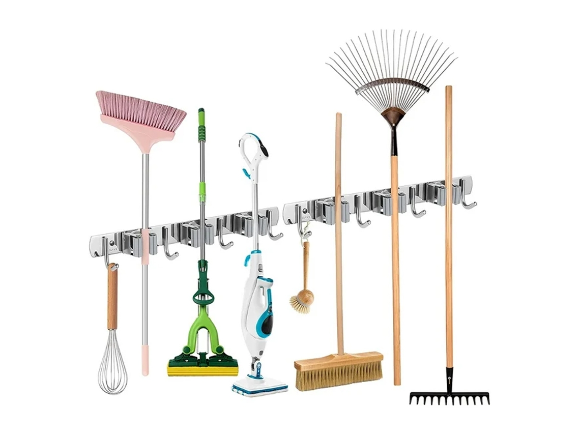 VVJIJILLY Suporte De Vassouras Inox De Parede, 2 Peças, Para Cozinha/jardim/lavandaria