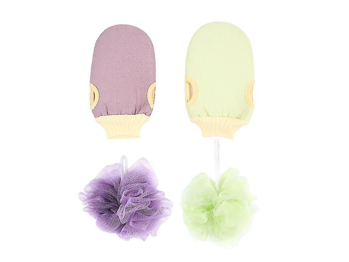 Juego De 4 Piezas: Esponja Exfoliante Para Baño, Guante De Baño, Esponja De Ducha Y Cepillo Corporal.