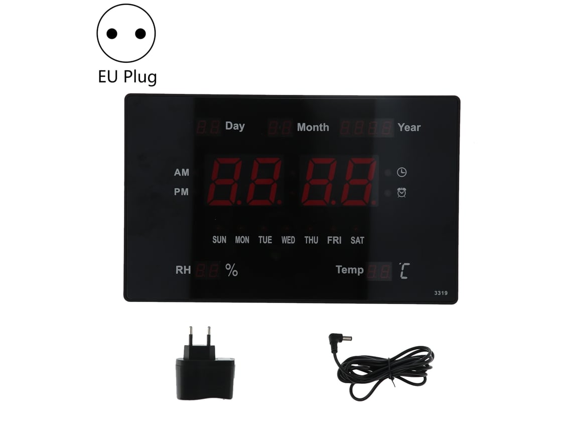Reloj de pared digital LED Baok con indicador de temperatura, humedad, calendario perpetuo, 100-240V, decoración para el hogar.