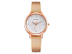 Reloj De Cuarzo Informal Para Mujer Con Correa De Plástico Y Diamantes De Imitación Con Estampado Floral Yk (dorado)