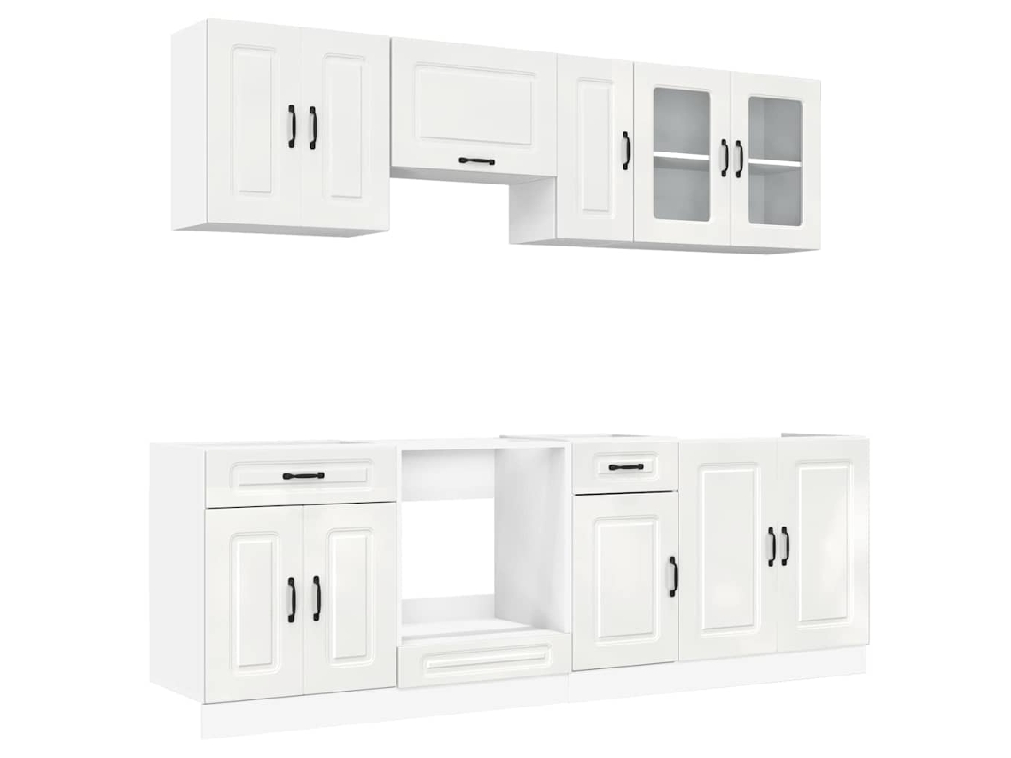 Conjunto 8 Mueble cocina Kalmar blanco de alto brillo VIDAXL