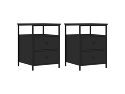 Juego de 2 mesitas de noche de madera negra MAISON EXCLUSIVE (44x45x60 cm)