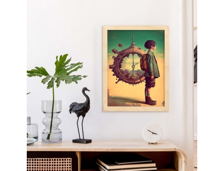 NACNIC Poster Rueda Del Tiempo En Estilo Surrealismo Cinematográfico Ilustraciones Y Grabados De Historieta Abstracta Y Artística A4 Marcos Negros