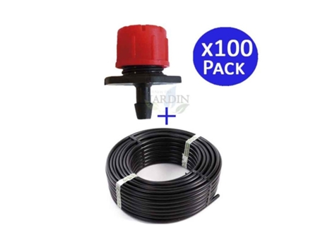 Tubería Goteo 16 Mm X 100 M Color Negro 100 Goteros Regulables 0 a 70 L/H SUINGA