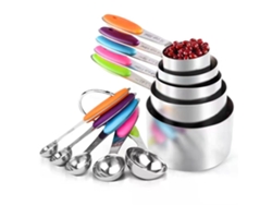 Pack de 10 Vasos Medidores (Acero Inoxidable - Mangos Multicolores)