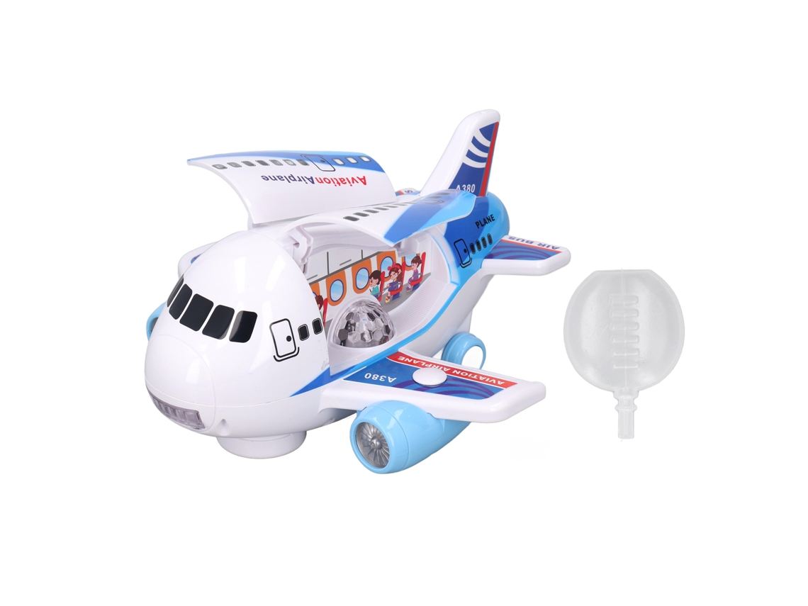 Ats-juguete De Avión Eléctrico Para Niños Con Luces, Música, Puerta Abrible Y Niebla Azul Modelo Aeronáutico Simulado