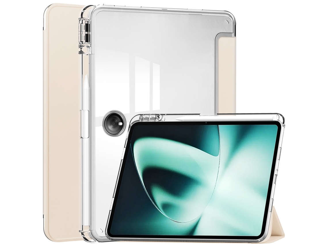 YUYSAN Funda para 2023 New One Plus Pad Funda de acrílico transparente para tableta con ranura para bolígrafo Color albaricoque