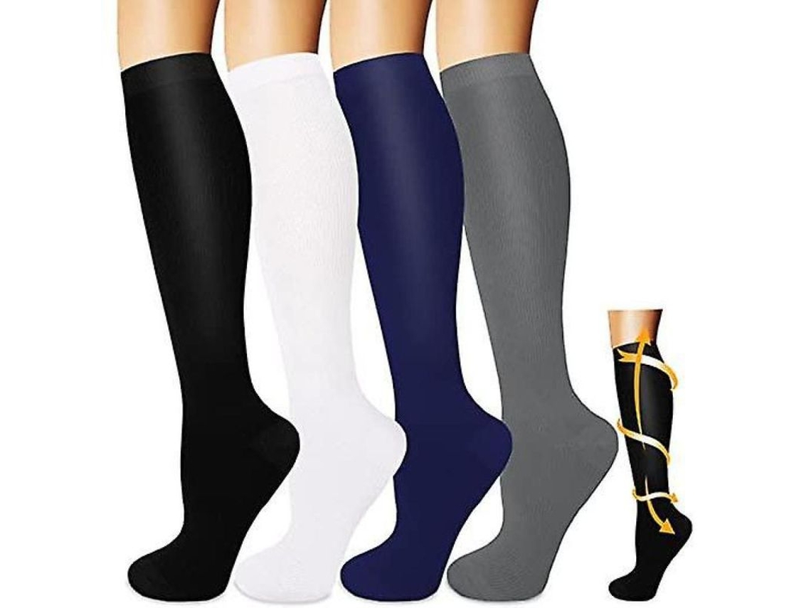 4 Pares De Calcetines De Compresión Para Mujer Y Hombre Para Edema, Varices Y Para Correr (lyc)