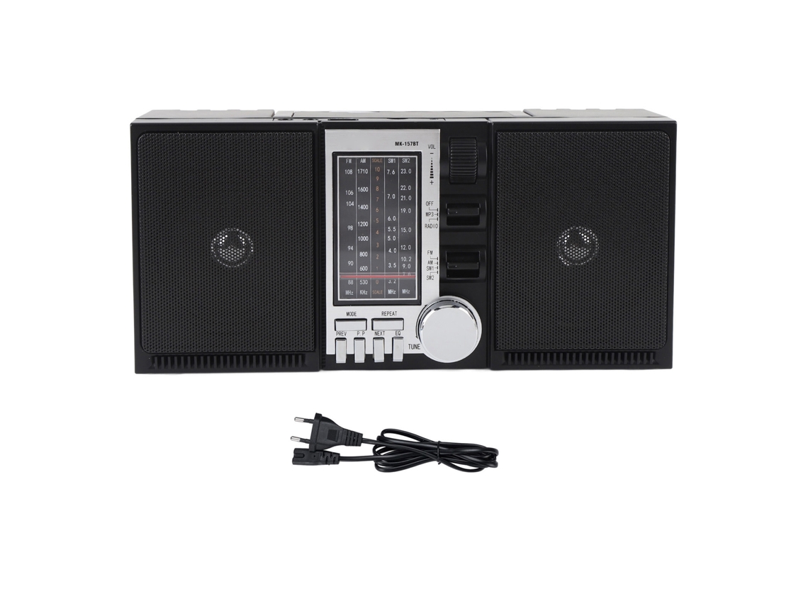 Radio Portátil Am/fm/sw Con Altavoz Bluetooth, Batería Recargable De 2400 Mah, Enchufe Europeo.