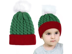Boné De Natal Trançado Para Bebê De 0-3 Anos Vermelho: Acrílico Suave, Quentinho E Bonito
