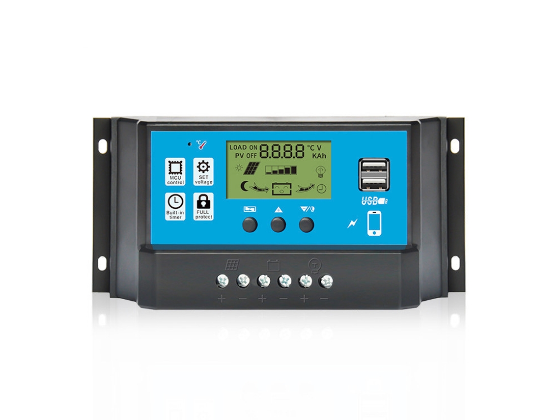 Controlador De Carga Solar Pwm Con Pantalla Lcd Y Temporizador, 12v 24v 60a