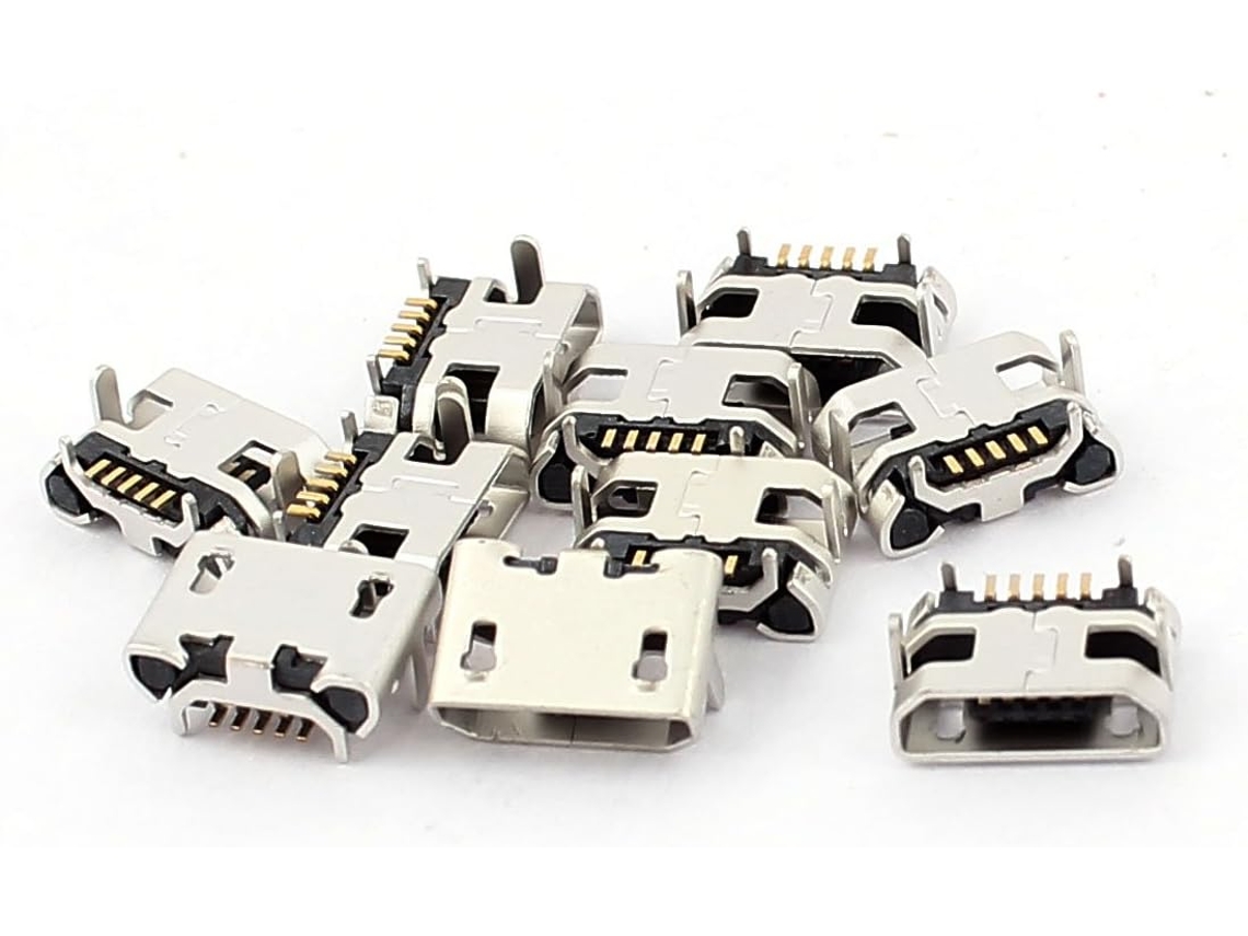 10 Unidades De Conector Interno Micro B Usb Smt De 5 Pines Para Montaje En Pcb Para Puerto De Datos