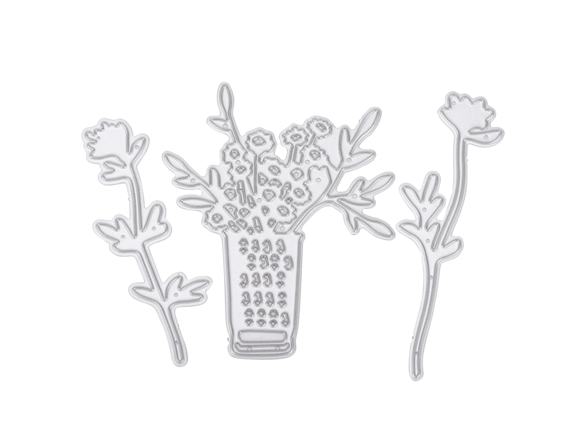 3 Piezas Troquel Corte Florero Acero Carbón Plantilla Grabado Diy Tarjeta Diecuts