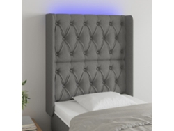 Cabecero Con Led De Tela Gris Oscuro 83x16x118/128 Cm