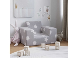 Sofá Para Niños | Sofá Infantil Felpa Suave Gris Claro Con Estrellas Wsd393461