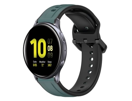 Correa de reloj inteligente para Samsung Galaxy Watch Active 2 44 mm 20 mm Bucle convexo de silicona de dos colores (verde oliva + negro)