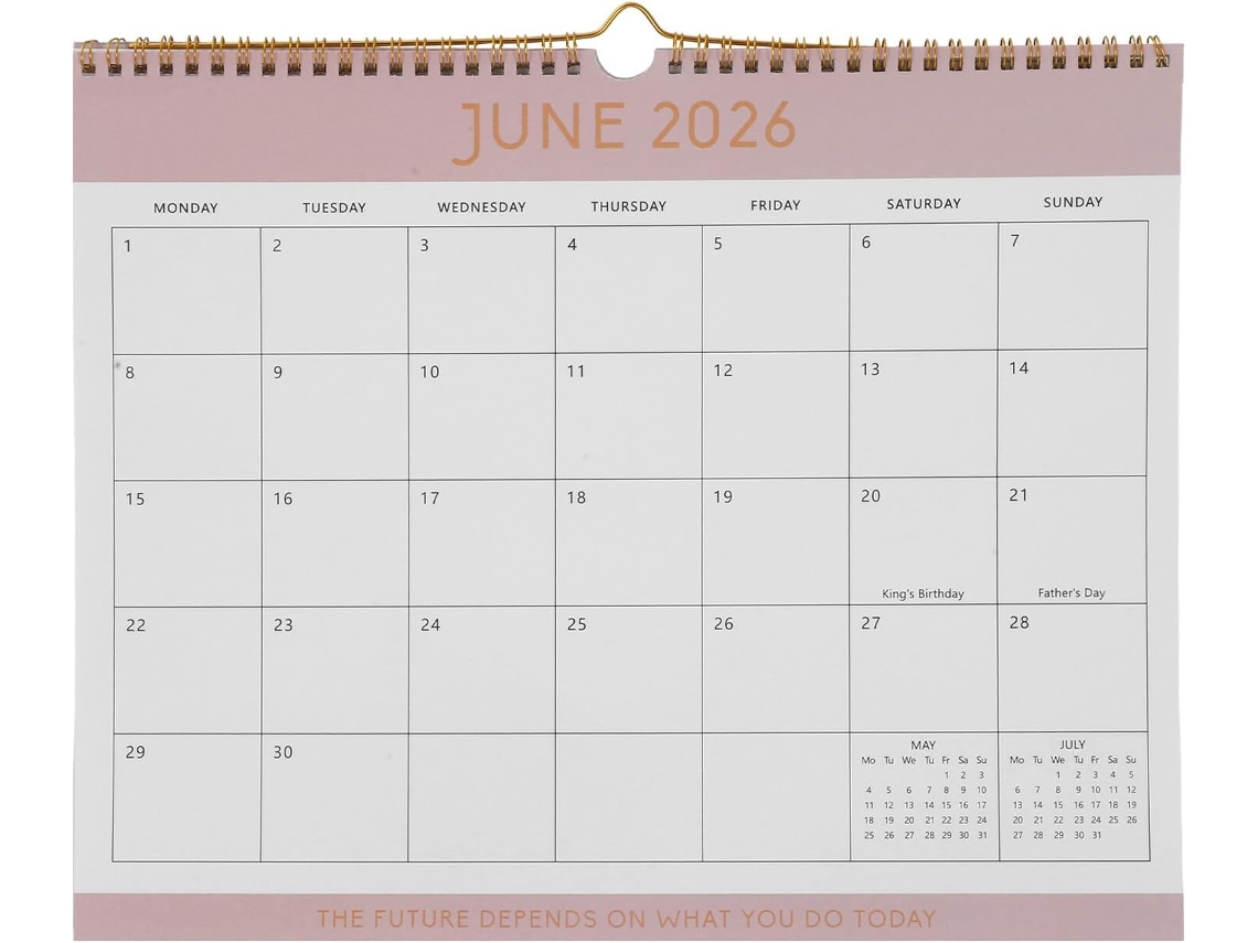 Calendario de pared grande 2026-2027, 18 meses, papel resistente, festivos internacionales, formato minimalista, Gokoco