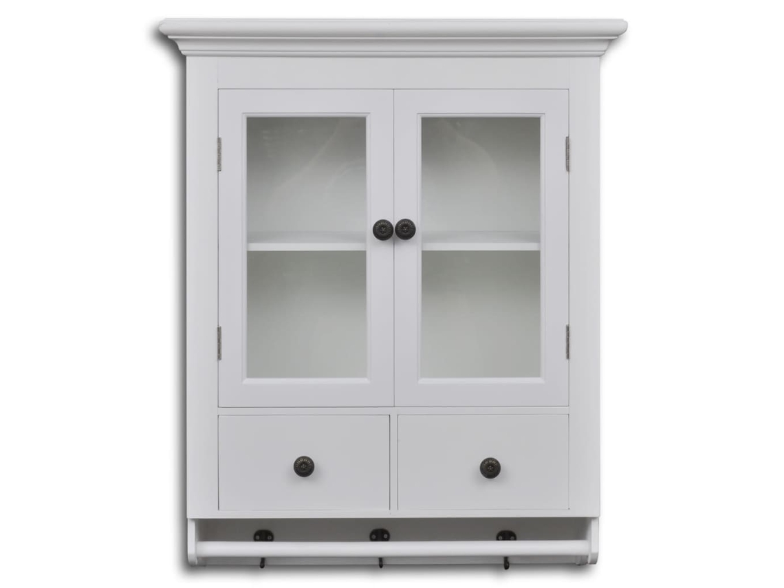 Armario De Cocina | Mueble De Cocina De Pared De Madera Y Puerta De Vidrio Blanco