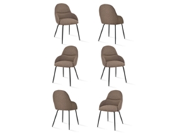 Sillas De Comedor Goeurvant 1438(pack De 6, Marrón Moca, Tela)