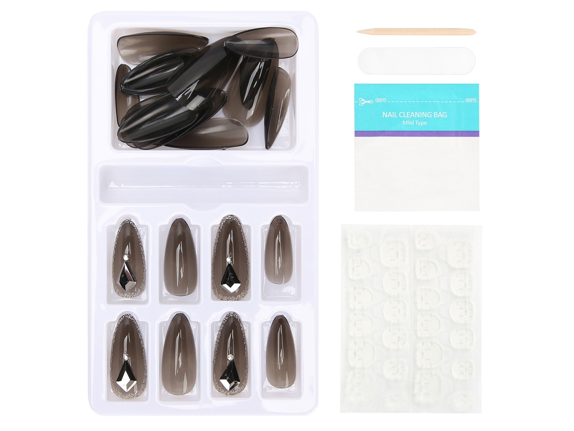 24 Uñas postizas reutilizables de cobertura total, puntas de uñas artificiales, accesorio de manicura F745-10