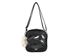Bolso bandolera cuadrado, elegante bolso de hombro de poliuretano, correa ajustable, bolso mensajero, negro