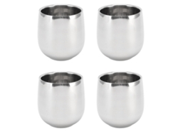 Juego De 4 Tazas De Café De Acero Inoxidable, Aislantes, De Doble Capa, Antiquemaduras, Curvas, 200 Ml.