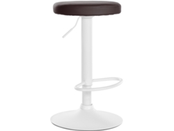 Taburete de bar X1 Diseño sencillo Altura regulable Tapizado PVC marrón Patas metal blanco 10_0006801 Décoshop26