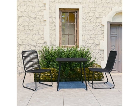 Conjunto 3 de comedor para jardín VIDAXL ratán sintético y vidrio