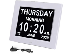 Reloj despertador con calendario digital y pantalla grande de 8 pulgadas, AM/PM, 5 alarmas, reloj LED electrónico de escritorio para personas con demencia.