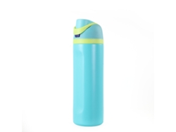 Vaso térmico Siurn con tapa elástica, revestimiento de acero inoxidable, 500 ml (azul)