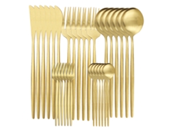(jinjin) Juego De 30 Cuchillos, Tazas Y Cucharas De Acero Inoxidable Mate