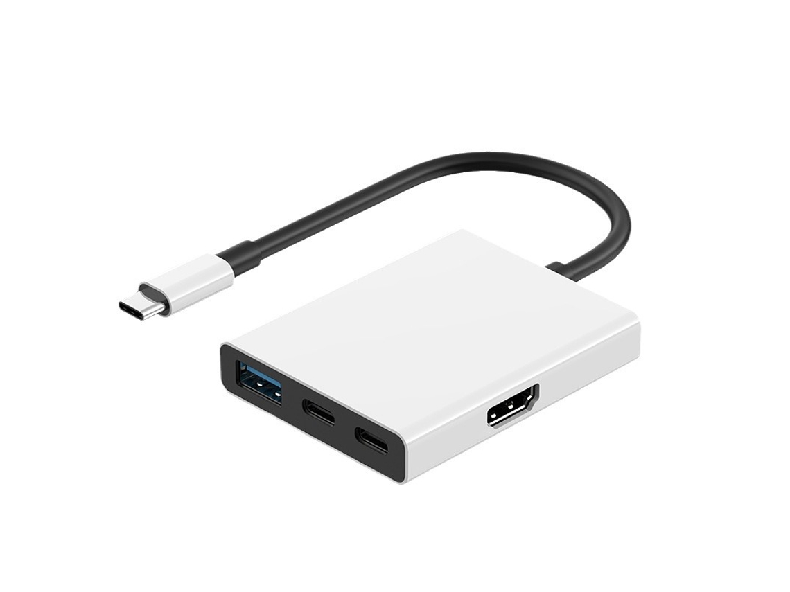 Estación de acoplamiento Yizhood 4 en 1 4k30hz USB C USB3.0 HDTV PD 100w para computadora portátil, conmutador, teléfono celular blanco