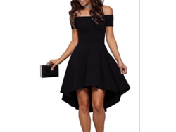 Fasst-vestido Asimétrico De Hombros Descubiertos Negro Sexy Para Fiestas Y Eventos Especiales