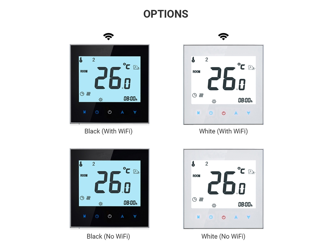 Termostato Inteligente Programable Con Pantalla Táctil Para Calefacción Por Suelo Radiante 95-240v (solo Calefacción)