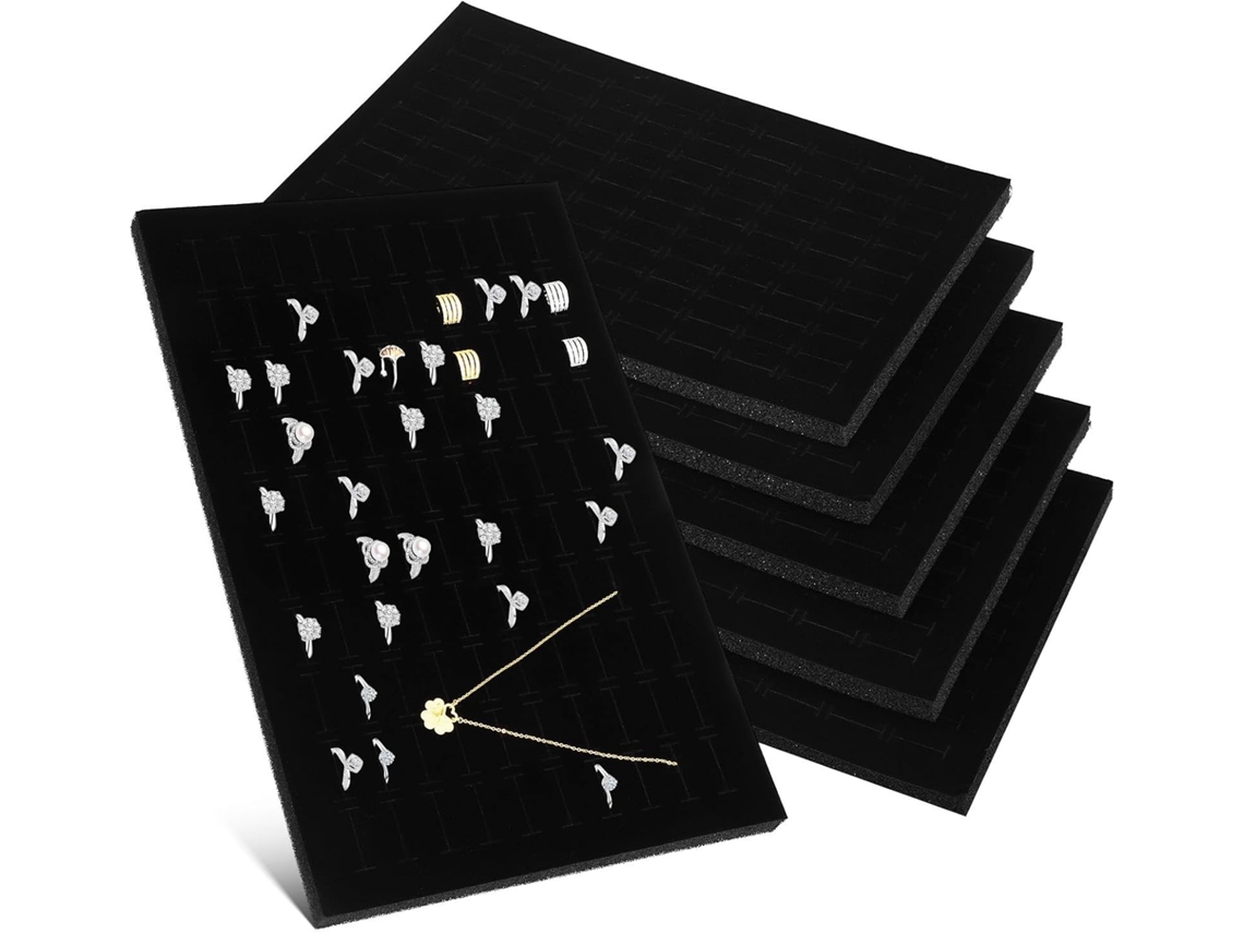Soportes Anillos 6 Piezas Esponja Negra Cojín Suave Diseño Múltiples Ranuras Almacenamiento Personal