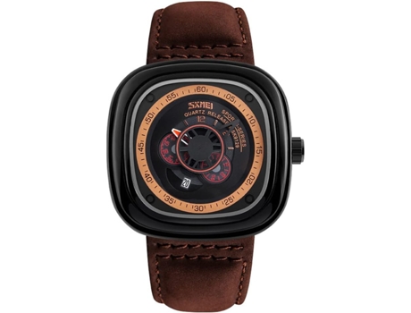 VEANXIN Reloj deportivo cuadrado Reloj impermeable de cuero importado-negro