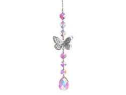 Carrillón de viento con forma de mariposa de cristal artificial, atrapasol de prisma arcoíris para colgar en la ventana del jardín