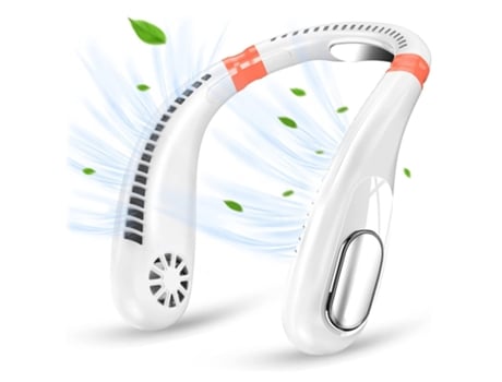 Ventilador de cuello portátil 6000 Mah Ventiladores personales recargables Ventilador portátil de refrigeración 360 Blanco BISBISOUS
