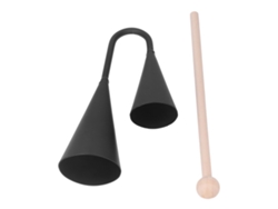 Campainha Agogo Bimetálica Com Vara De Madeira Instrumento Percussivo Infantil Tradicional Latin
