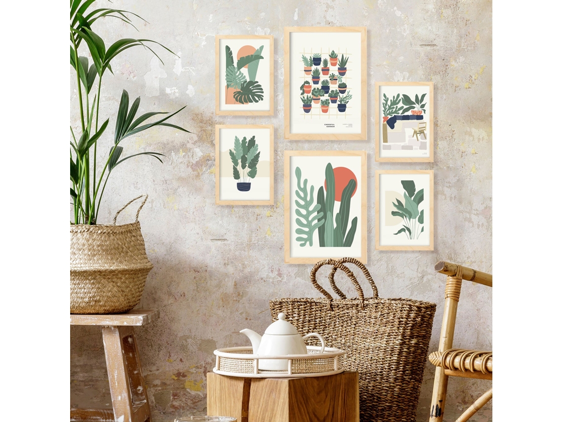 NACNIC Set De 6 Posters Minimalismo En Colores Pastel Plantas De Desierto Láminas De Paisajes Y Naturaleza Para  Tamaños A3 & A4 Marcos Negros